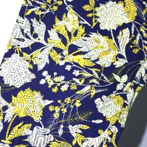 LuLaRoe Leggings OS One Size Floral Leaf Print Navy Blue Green Yellow